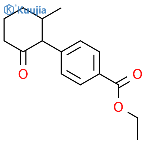 Benzoic acid, 4-[(1S,2S)-2-methyl-6-oxocyclohexyl]-, ethyl ester structure