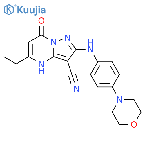 Pyrazolo[1,5-a]pyrimidine-3-carbonitrile, 5-ethyl-4,7-dihydro-2-[[4-(4-morpholinyl)phenyl]amino]-7-oxo- structure