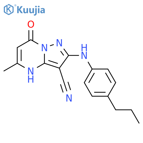Pyrazolo[1,5-a]pyrimidine-3-carbonitrile, 4,7-dihydro-5-methyl-7-oxo-2-[(4-propylphenyl)amino]- structure