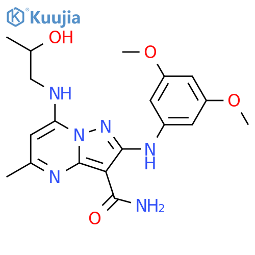 Pyrazolo[1,5-a]pyrimidine-3-carboxamide,2-[(3,5-dimethoxyphenyl)amino]-7-[(2-hydroxypropyl)amino]-5-methyl- structure