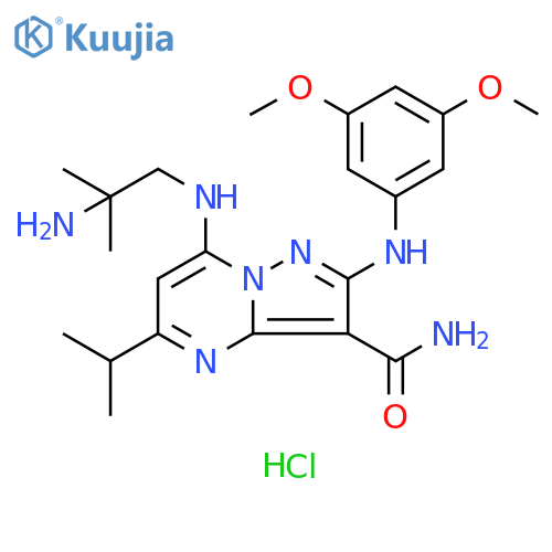 Pyrazolo[1,5-a]pyrimidine-3-carboxamide,7-[(2-amino-2-methylpropyl)amino]-2-[(3,5-dimethoxyphenyl)amino]-5-(1-methylethyl)-, monohydrochloride structure