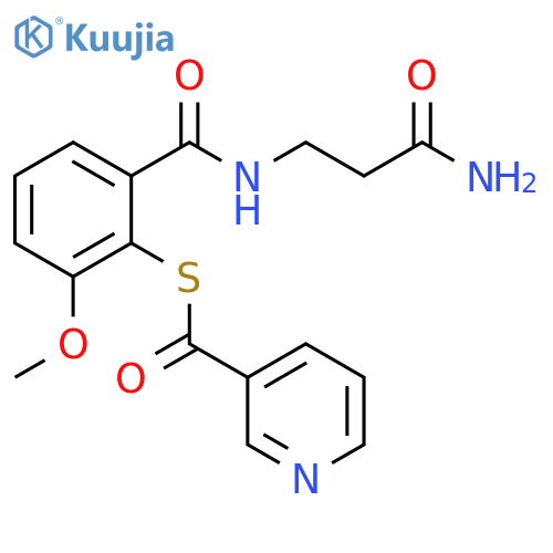3-Pyridinecarbothioic acid,S-[2-[[(3-amino-3-oxopropyl)amino]carbonyl]-6-methoxyphenyl] ester structure