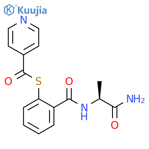 4-Pyridinecarbothioic acid,S-[2-[[[(1S)-2-amino-1-methyl-2-oxoethyl]amino]carbonyl]phenyl] ester structure