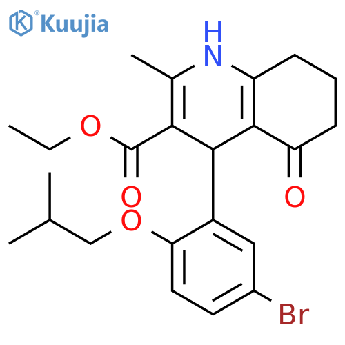 <br>ethyl 4-(5-bromo-2-isobutoxyphenyl)-2-methyl-5-oxo-1,4,5,6,7,8-hexahydro-3- quinolinecarboxylate structure