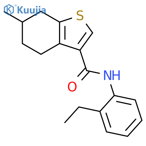 N-(2-ethylphenyl)-6-methyl-4,5,6,7-tetrahydro-1-benzothiophene-3-carboxamide structure