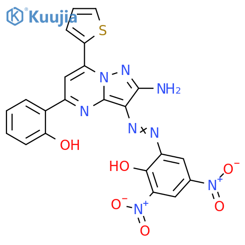 Phenol, 2-[2-[2-amino-5-(2-hydroxyphenyl)-7-(2-thienyl)pyrazolo[1,5-a]pyrimidin-3-yl]diazenyl]-4,6-dinitro- structure