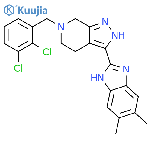 2H-Pyrazolo[3,4-c]pyridine, 6-[(2,3-dichlorophenyl)methyl]-3-(5,6-dimethyl-1H-benzimidazol-2-yl)-4,5,6,7-tetrahydro- structure