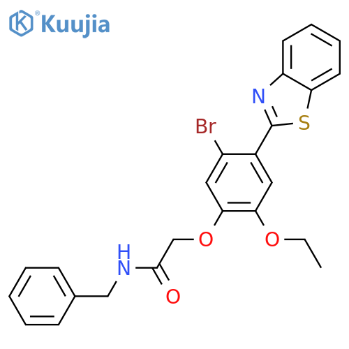 2-(4-Benzothiazol-2-yl-5-bromo-2-ethoxy-phenoxy)-N-benzyl-acetamide structure