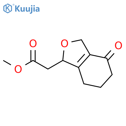 methyl 2-(4-oxo-2,3,4,5,6,7-hexahydro-1-benzofuran-2-yl)acetate structure