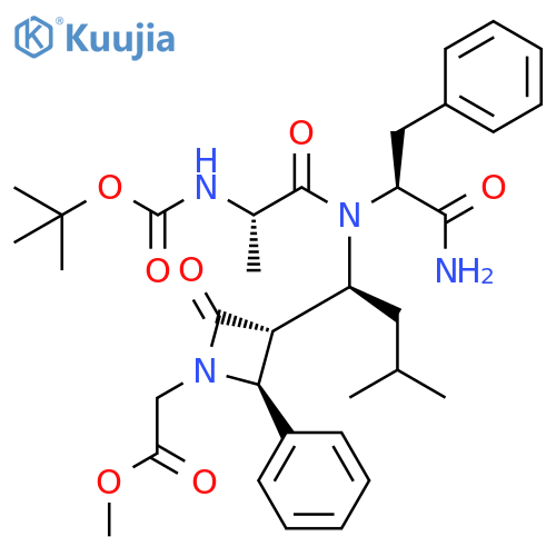 L-Phenylalaninamide,N-[(9H-fluoren-9-ylmethoxy)carbonyl]-L-alanyl-N-[(1S)-1-[(3R,4S)-1-(2-methoxy-2-oxoethyl)-2-oxo-4-phenyl-3-azetidinyl]-3-methylbutyl]- structure