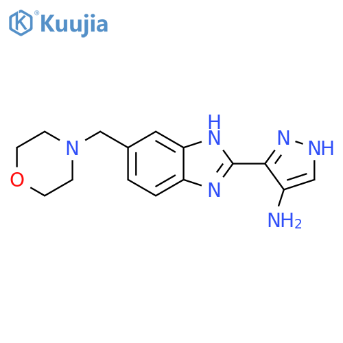 1H-Pyrazol-4-amine, 3-[5-(4-morpholinylmethyl)-1H-benzimidazol-2-yl]- structure