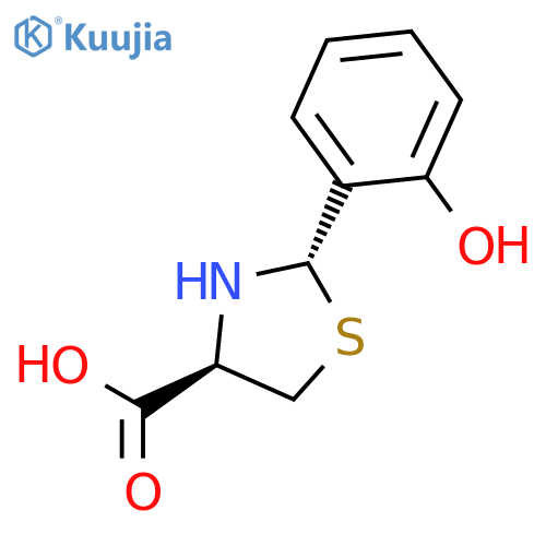 4-Thiazolidinecarboxylic acid, 2-(2-hydroxyphenyl)-, (2S-trans)- structure