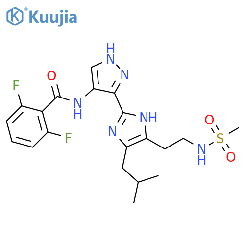 Benzamide, 2,6-difluoro-N-[3-[4-(2-methylpropyl)-5-[2-[(methylsulfonyl)amino]ethyl]-1H-imidazol-2-yl]-1H-pyrazol-4-yl]- structure