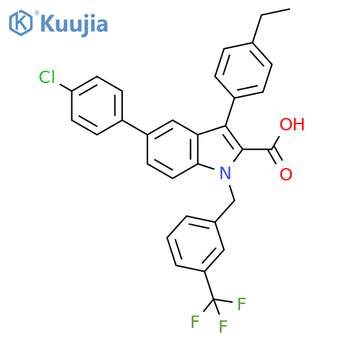 1H-Indole-2-carboxylic acid, 5-(4-chlorophenyl)-3-(4-ethylphenyl)-1-[[3-(trifluoromethyl)phenyl]methyl]- structure