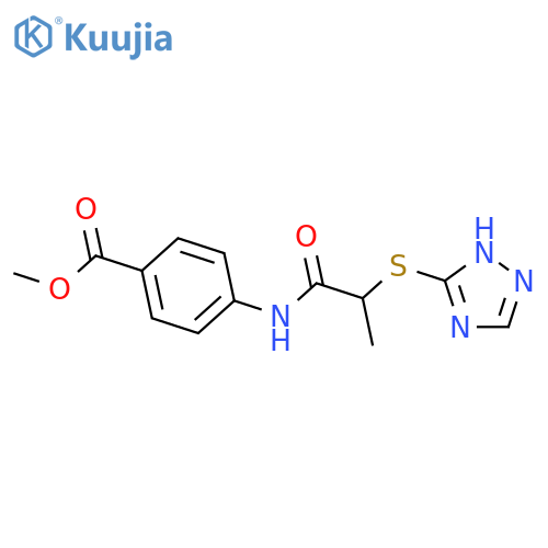 methyl 4-{[2-(1H-1,2,4-triazol-5-ylsulfanyl)propanoyl]amino}benzoate structure