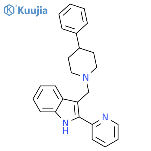 1H-Indole, 3-[(4-phenyl-1-piperidinyl)methyl]-2-(2-pyridinyl)- structure
