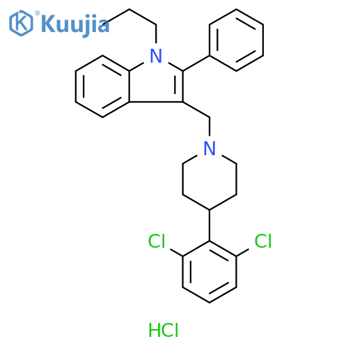 1H-Indole, 3-[[4-(2,6-dichlorophenyl)-1-piperidinyl]methyl]-2-phenyl-1-propyl-, hydrochloride (1:1) structure