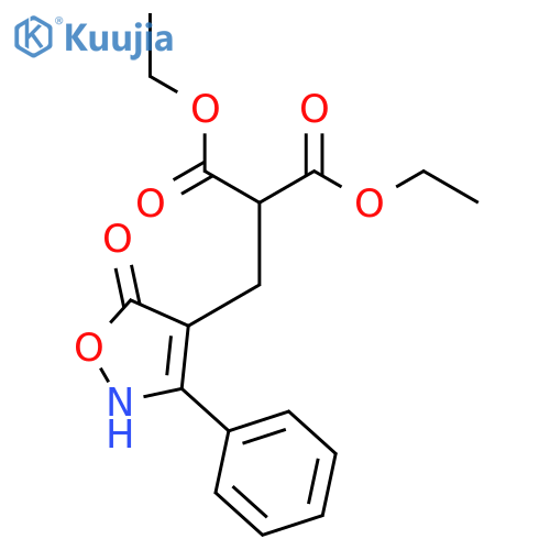 Propanedioic acid, 2-[(2,5-dihydro-5-oxo-3-phenyl-4-isoxazolyl)methyl]-, 1,3-diethyl ester structure