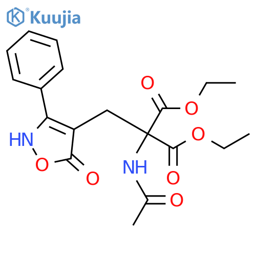 Propanedioic acid, 2-(acetylamino)-2-[(2,5-dihydro-5-oxo-3-phenyl-4-isoxazolyl)methyl]-, 1,3-diethyl ester structure