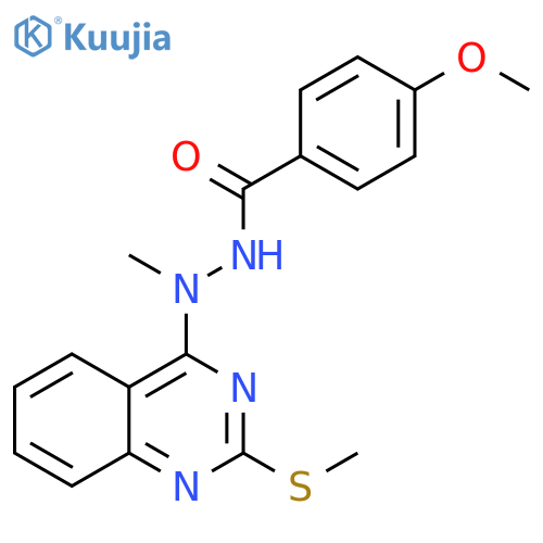 Benzoic acid, 4-methoxy-, 2-methyl-2-[2-(methylthio)-4-quinazolinyl]hydrazide structure