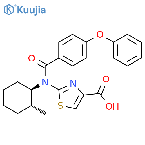 4-Thiazolecarboxylic acid, 2-[[(1R,2R)-2-methylcyclohexyl](4-phenoxybenzoyl)amino]-, rel- structure