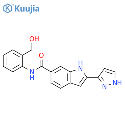 1H-Indole-6-carboxamide, N-[2-(hydroxymethyl)phenyl]-2-(1H-pyrazol-3-yl)- structure