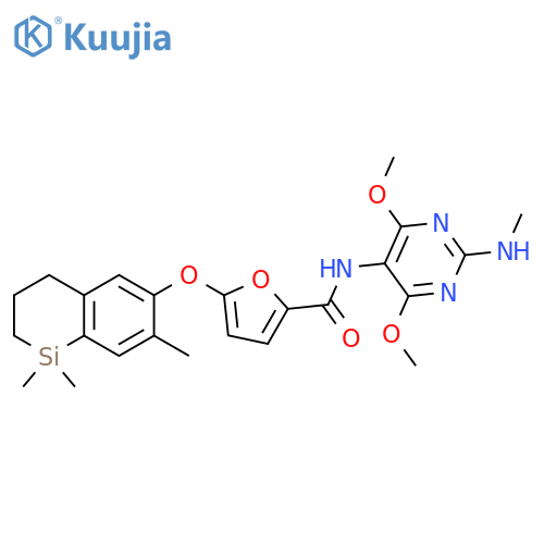 2-Furancarboxamide,N-[4,6-dimethoxy-2-(methylamino)-5-pyrimidinyl]-5-[(1,2,3,4-tetrahydro-1,1,7-trimethyl-1-silanaphthalen-6-yl)oxy]- structure