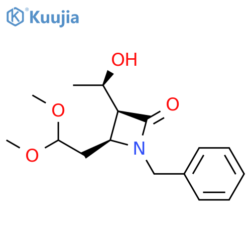 2-Azetidinone, 4-(2,2-dimethoxyethyl)-3-[(1R)-1-hydroxyethyl]-1-(phenylmethyl)-, (3S,4S)-rel- structure