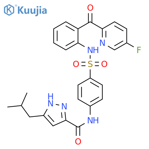1H-Pyrazole-3-carboxamide, N-[4-[[[2-[(5-fluoro-2-pyridinyl)carbonyl]phenyl]amino]sulfonyl]phenyl]-5-(2-methylpropyl)- structure