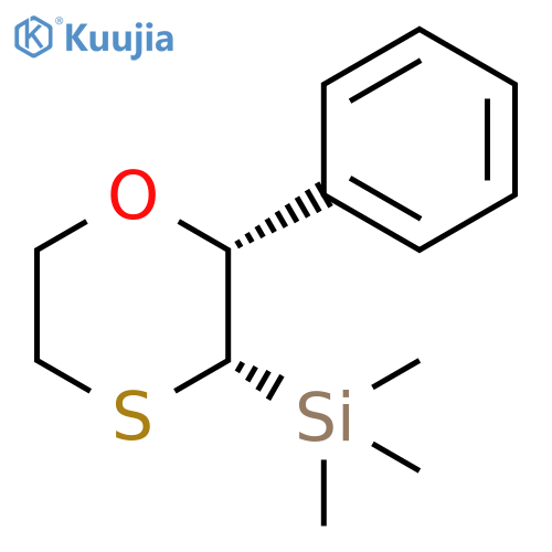 Silane, trimethyl[(2R,3R)-2-phenyl-1,4-oxathian-3-yl]-, rel- structure