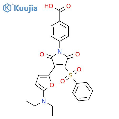 Benzoic acid,4-[3-[5-(diethylamino)-2-furanyl]-2,5-dihydro-2,5-dioxo-4-(phenylsulfonyl)-1H-pyrrol-1-yl]- structure