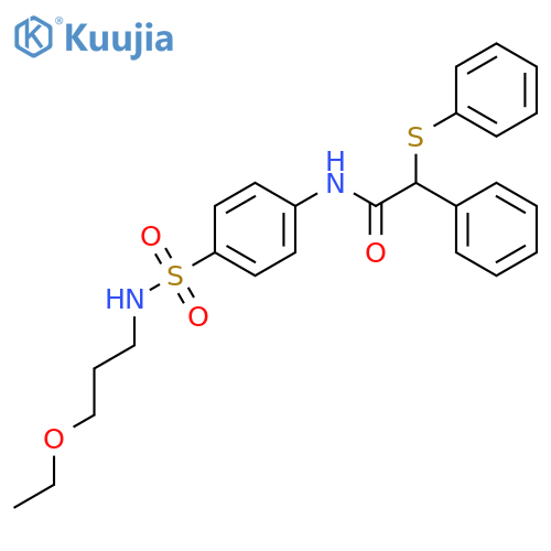 <br>N-(4-{[(3-ethoxypropyl)amino]sulfonyl}phenyl)-2-phenyl-2-(phenylthio)acetam ide structure