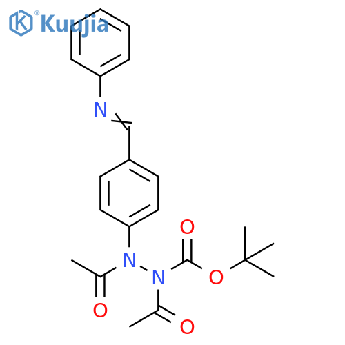 Acetic acid, 2-acetyl-1-[(1,1-dimethylethoxy)carbonyl]-2-[4-[(phenylimino)methyl]phenyl]hydrazide structure