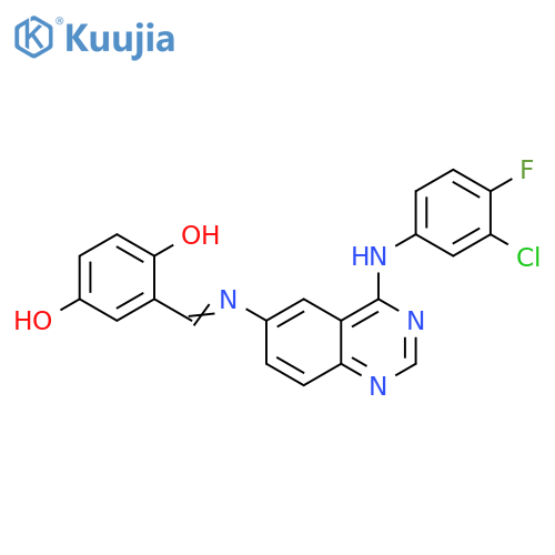 1,4-Benzenediol, 2-[[[4-[(3-chloro-4-fluorophenyl)amino]-6-quinazolinyl]imino]methyl]- structure