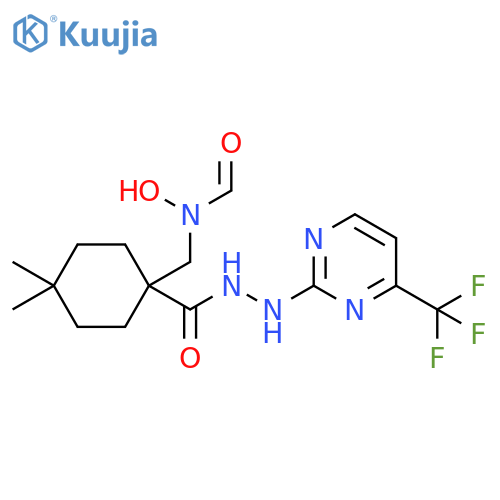 Cyclohexanecarboxylic acid, 1-[(formylhydroxyamino)methyl]-4,4-dimethyl-, 2-[4-(trifluoromethyl)-2-pyrimidinyl]hydrazide structure