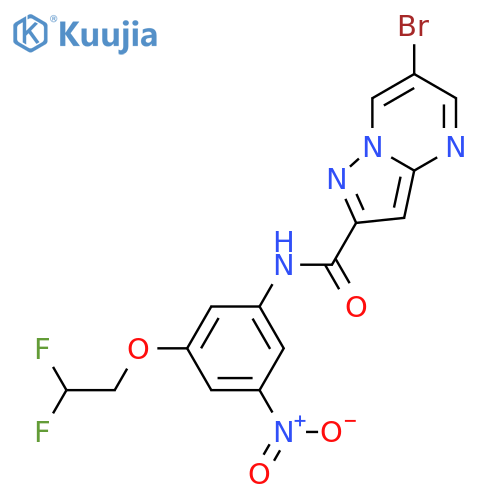 <br>6-Bromo-pyrazolo[1,5-a]pyrimidine-2-carboxylic acid [3-(2,2-difluoro-ethoxy )-5-nitro-phenyl]-amide structure