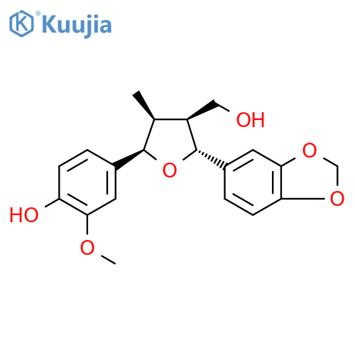 3-Furanmethanol, 2-(1,3-benzodioxol-5-yl)tetrahydro-5-(4-hydroxy-3-methoxyphenyl)-4-methyl-, (2R,3S,4S,5R)-rel-(+)- structure