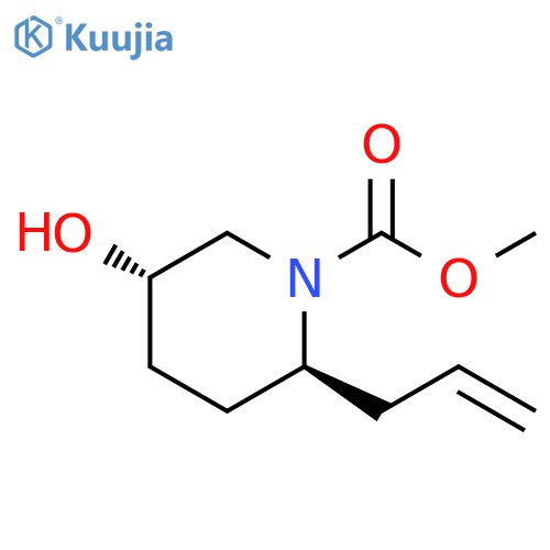 1-Piperidinecarboxylic acid, 5-hydroxy-2-(2-propenyl)-, methyl ester,(2R,5S)-rel- structure