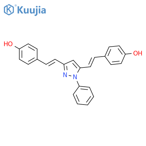 4,4'-(1E,1'E)-2,2'-(1-Phenyl-1H-pyrazole-3,5-diyl)bis(ethene-2,1-diyl)diphenol structure