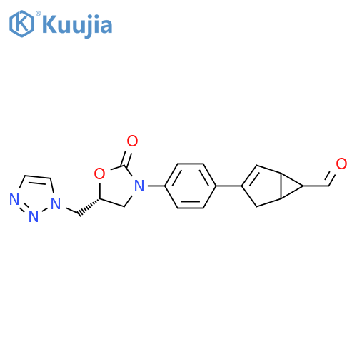 Bicyclo[3.1.0]hex-2-ene-6-carboxaldehyde, 3-[4-[(5R)-2-oxo-5-(1H-1,2,3-triazol-1-ylmethyl)-3-oxazolidinyl]phenyl]- structure