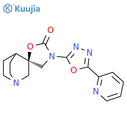 Spiro[1-azabicyclo[2.2.2]octane-3,5'-oxazolidin]-2'-one,3'-[5-(2-pyridinyl)-1,3,4-oxadiazol-2-yl]-, (3R)- structure