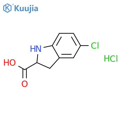 1H-INDOLE-2-CARBOXYLIC ACID, 5-CHLORO-2,3-DIHYDRO-, HYDROCHLORIDE structure