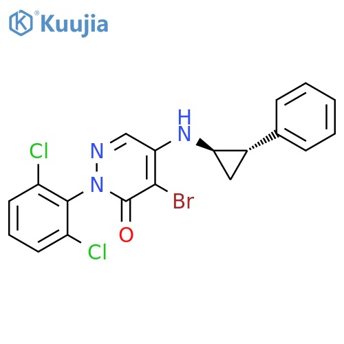 3(2H)-Pyridazinone, 4-bromo-2-(2,6-dichlorophenyl)-5-[[(1R,2S)-2-phenylcyclopropyl]amino]-, rel- structure