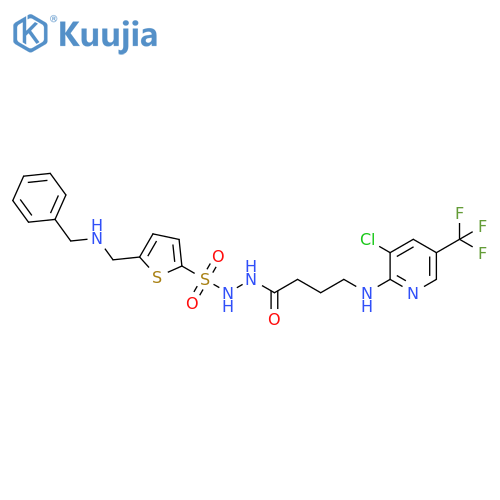 Butanoic acid, 4-[[3-chloro-5-(trifluoromethyl)-2-pyridinyl]amino]-, 2-[[5-[[(phenylmethyl)amino]methyl]-2-thienyl]sulfonyl]hydrazide structure