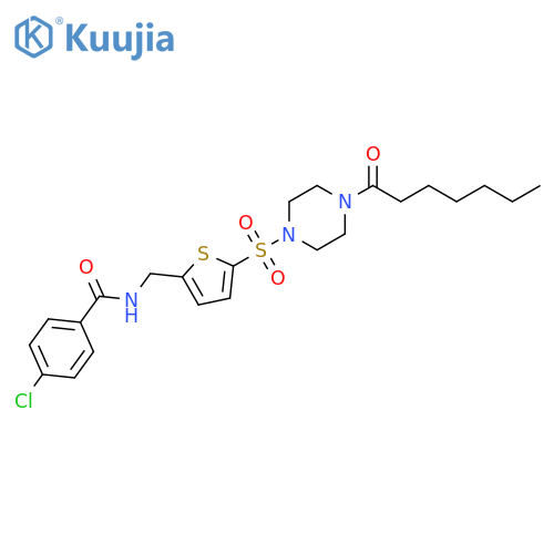 Benzamide, 4-chloro-N-[[5-[[4-(1-oxoheptyl)-1-piperazinyl]sulfonyl]-2-thienyl]methyl]- structure