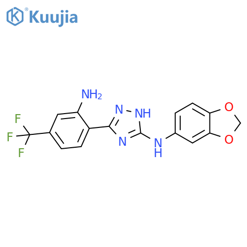1H-1,2,4-Triazol-3-amine,5-[2-amino-4-(trifluoromethyl)phenyl]-N-1,3-benzodioxol-5-yl- structure