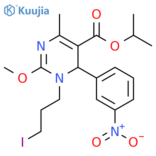 5-Pyrimidinecarboxylic acid, 1,6-dihydro-1-(3-iodopropyl)-2-methoxy-4-methyl-6-(3-nitrophenyl)-, 1-methylethyl ester structure