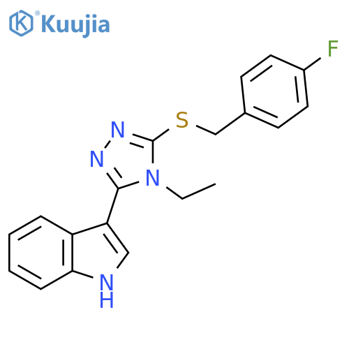 3-(4-ethyl-5-{(4-fluorophenyl)methylsulfanyl}-4H-1,2,4-triazol-3-yl)-1H-indole structure