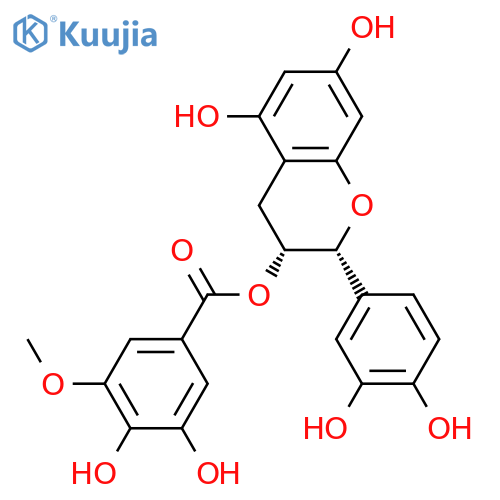 Benzoic acid,3,4-dihydroxy-5-methoxy-,(2R,3R)-2-(3,4-dihydroxyphenyl)-3,4-dihydro-5,7-dihydroxy-2H-1-benzopyran-3-ylester structure
