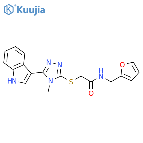 N-(furan-2-yl)methyl-2-{5-(1H-indol-3-yl)-4-methyl-4H-1,2,4-triazol-3-ylsulfanyl}acetamide structure